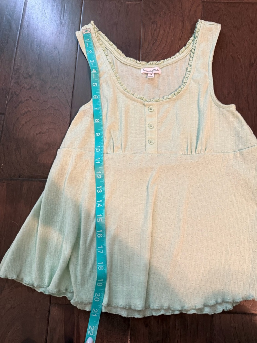 love, Fire Light Mint Button-Front Ruffle Top - Picture 2 of 3